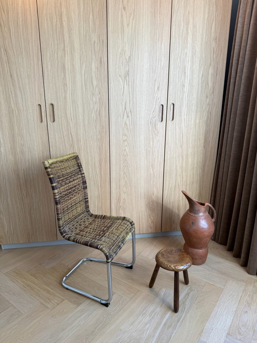 1x vintage design chrome and woven cantilever chair