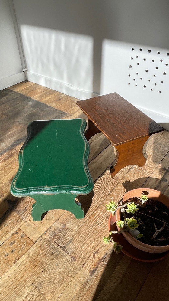 Image 1 of 2 mini Vintage WOODEN TABOURETS