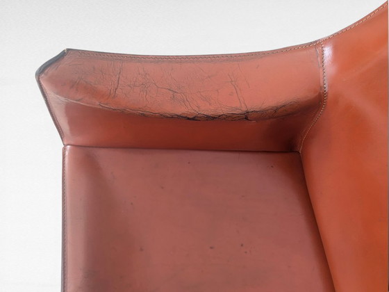 Image 1 of Stuhl CAB 413 in cognacfarbenem Leder von Mario Bellini für Cassina, Italien, 1970er Jahre