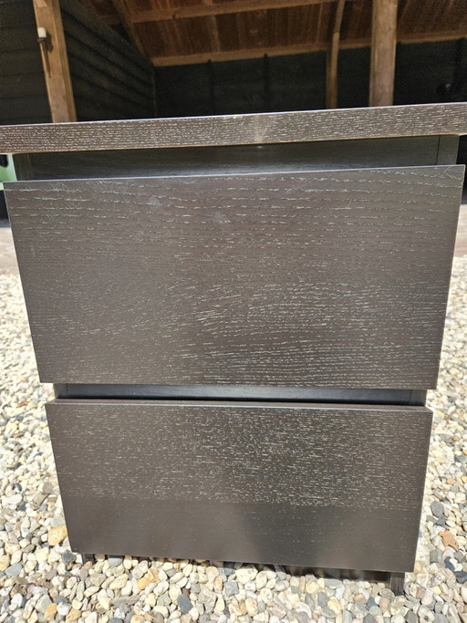 Nightstand with 2 Drawers, Brown Color.
