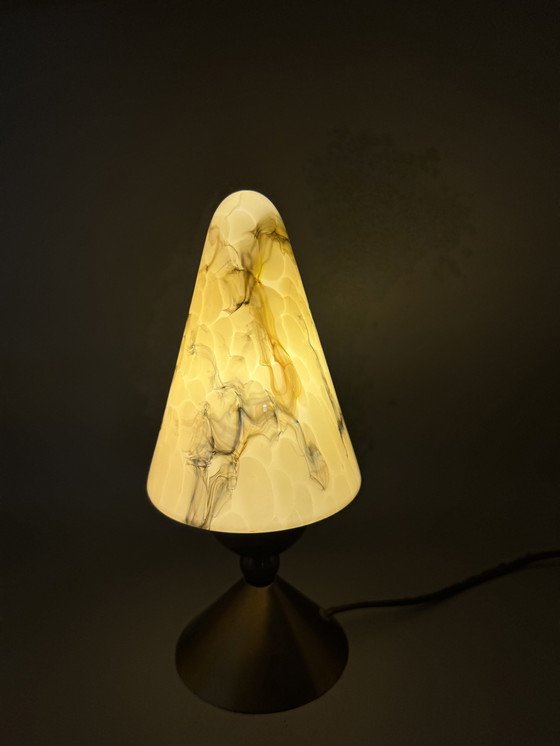 Image 1 of Vintage tafellamp met marmeren glazen kap – AGI Almelo (ca. 1970s)