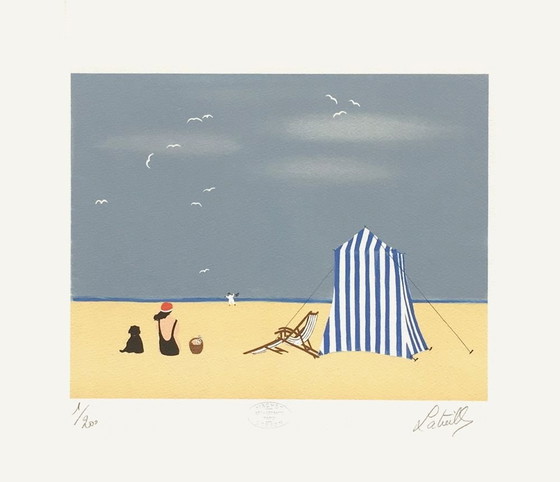 Image 1 of Francis LATREILLE An Afternoon at the Beach Signed lithograph 1995
