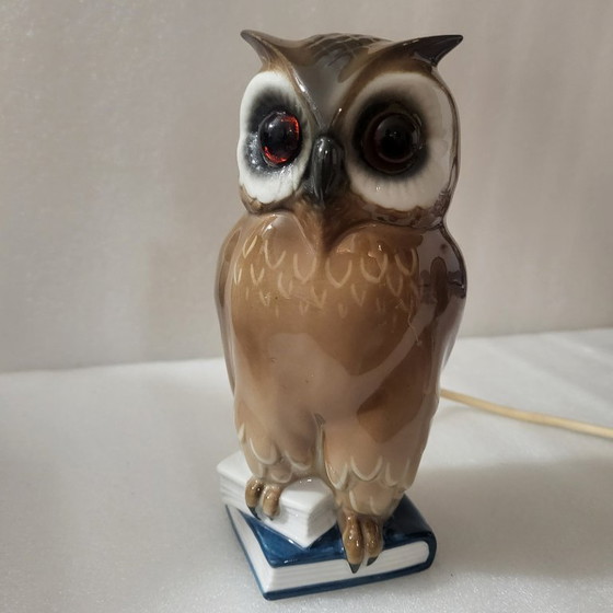 Image 1 of Vintage ceramic owl lamp/nightlight, 1950s-60s, Germany
