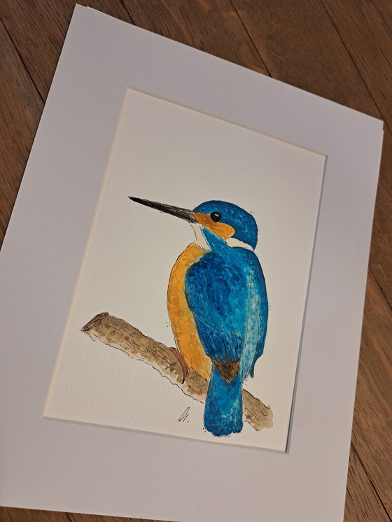 Image 1 of Dipinto ad acquerello di un martin pescatore | Lista nera