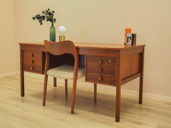 Escritorio danés de teca con seis cajones, chapado en madera, década de 1960. – Wood (photo 5 of 19)