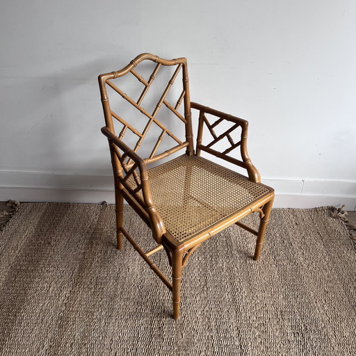 Chippendale Jonathan Adler Sessel aus Bambusimitat