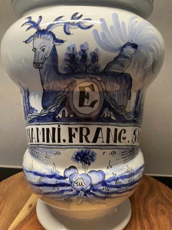 Image 1 of Delft blue apothecary jar with lid