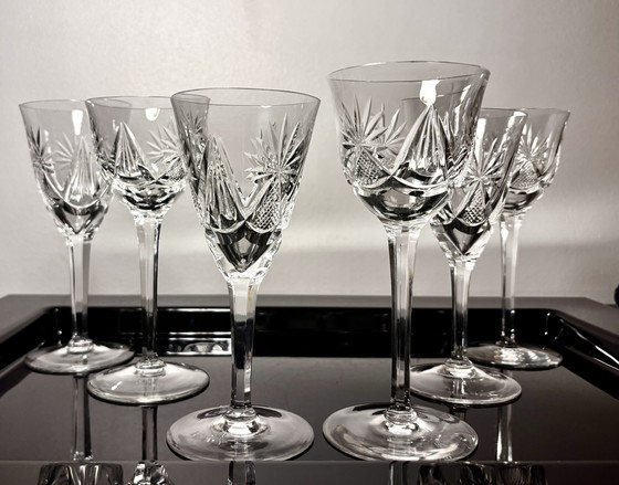 Image 1 of 6 Kristallgläser, wahrscheinlich von Saint Louis oder VSL hergestellt