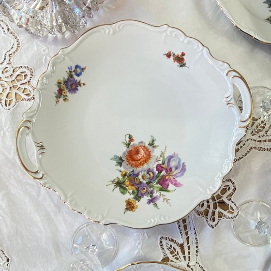 Image 1 of Service dessert porcelaine ancienne Edelstein Bavaria Maria Theresia 6 assiettes et plat de service