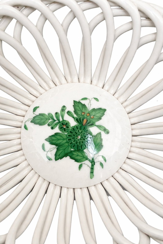 Image 1 of Vintage Herend Hungary Mini Basket Apponyi Green 7373 AV – New in Box