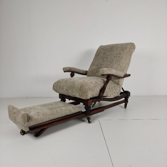 Englischer Liegesessel für Bibliotheken (um 1860) – Verstellbarer relaxsessel, Wood (photo 11 of 12)