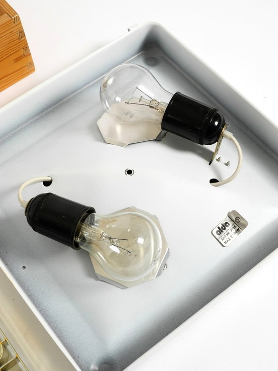 Image 1 of Magnifique plafonnier carré des années 1970 en bois de pin, de la marque Alda Sweden.