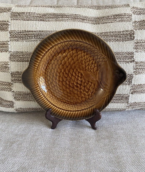 Sarreguemines Fish Plates, Set of 8, Crockery, Ceramic, Brown (photo 2 of 5)