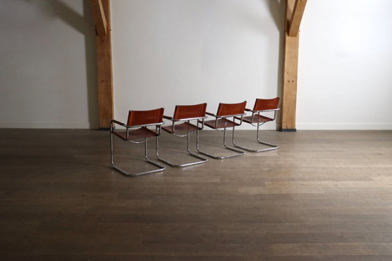 Image 1 of MG5 Esszimmerstühle aus cognacfarbenem Leder und Chrom von Mart Stam & Marcel Breuer, 1960er Jahre