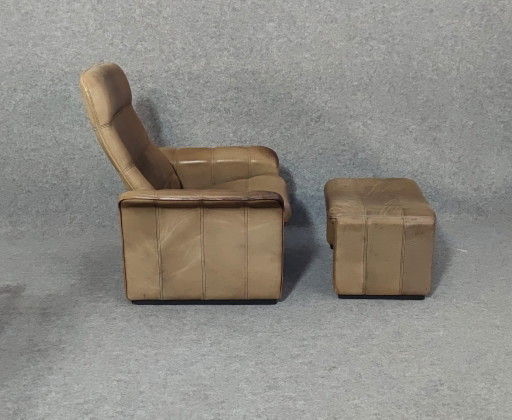 Poltrona + sgabello De Sede Mid Century anni '60 Design danese Pelle Vintage Retro anni '60
