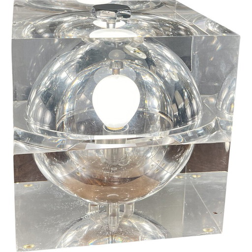 Vintage Cubosfera lamp in plexiglass by Alessandro Mendini, 1970