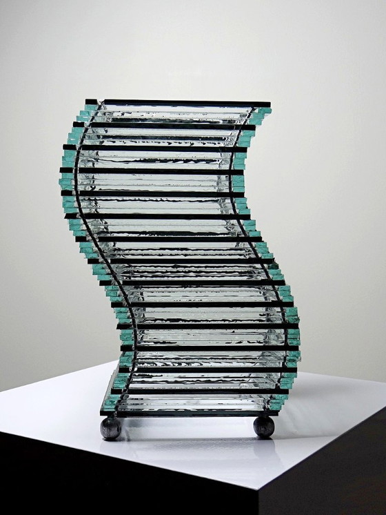 Image 1 of Corps de lampe sculpturale design "Stacked Glass" vintage 75-85's moderniste