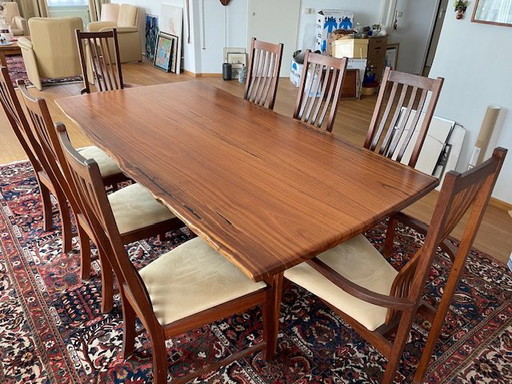 Table de salle à manger en bois de Jarrah australien avec 8 chaises