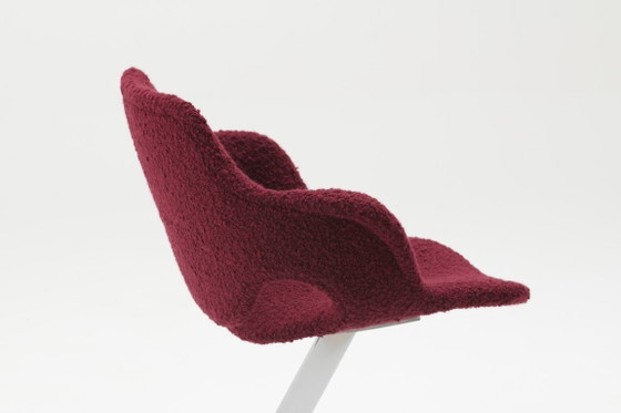 Image 1 of  Sculptural "Scimitar" Dining Set in Burgundy Bouclé - Boris Tabacoff