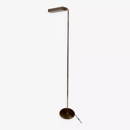 Vintage Floor Lamp, Solid Brass And Cream Lacquered Metal, Italy 1970