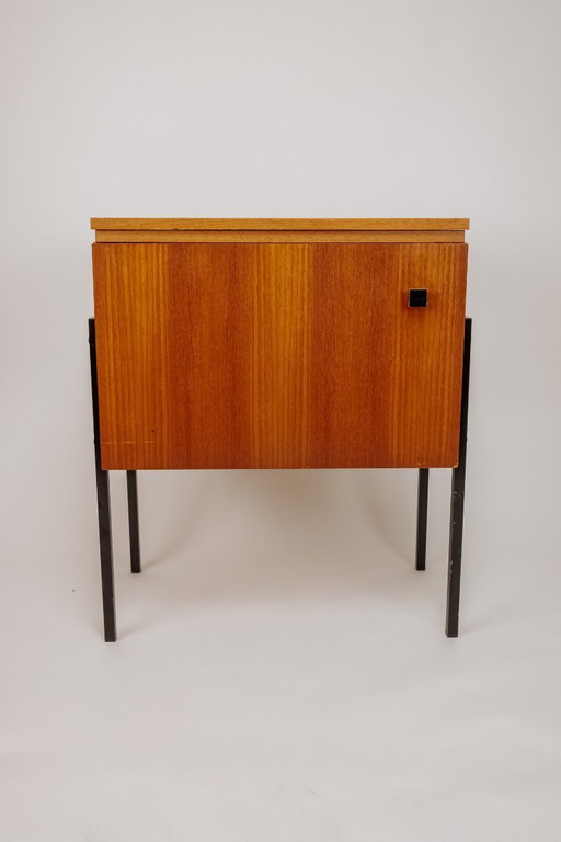 Vintage wooden cabinet with black steel legs