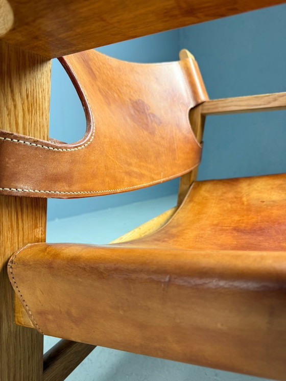 Image 1 of 2x Børge Mogensen Cognac-Leder und Eiche, spanischer Stuhl für Fredericia, 1960