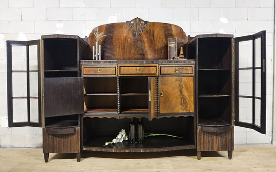 Image 1 of Buffet style Amsterdam School (J.Th Drilling Jr), meuble Art déco (Pays-Bas), boiseries en palissandre
