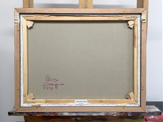 Image 1 of Paysage avec champs, peinture originale, peintures acryliques sur toile, y compris cadre en bois véritable, 71cm x 56cm