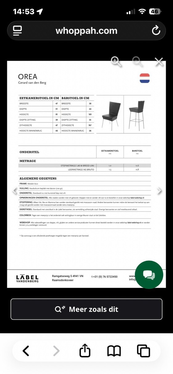 Image 1 of 6x Label Esszimmerstuhl Orea