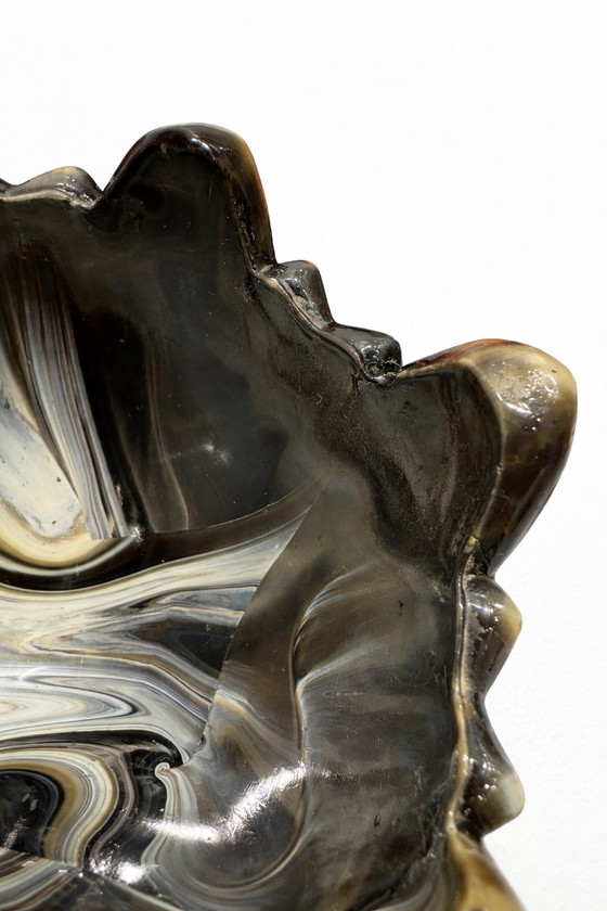 Image 1 of Zeldzaam Art Deco onyx glazen tafelstuk met duiven – STS Abel Zagreb, 1930