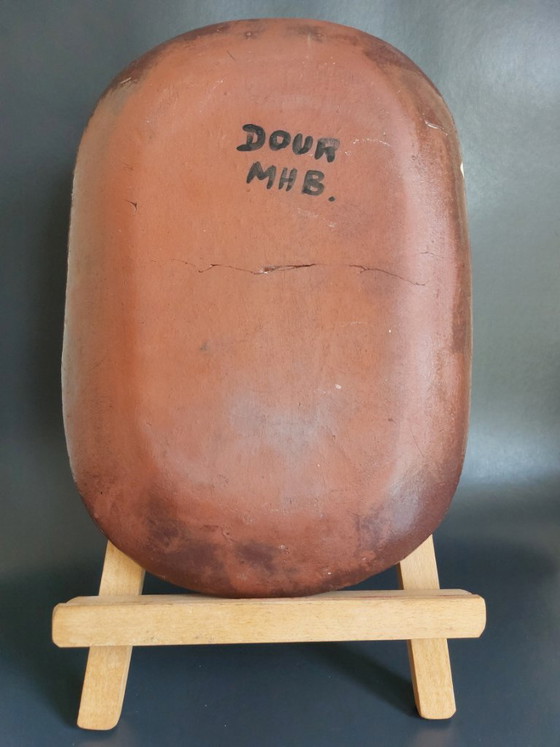 Image 1 of Marie-Henriette Bataille para Atelier Dour - Placa de pared de cerámica de mediados de siglo (Bélgica, década de 1960)