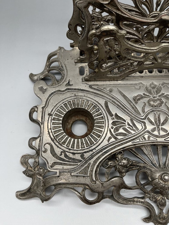 Image 1 of Jugendstil Briefhalter & Schreibzeug – Gusseisen Floral (Modell 1281) – ca. 1900
