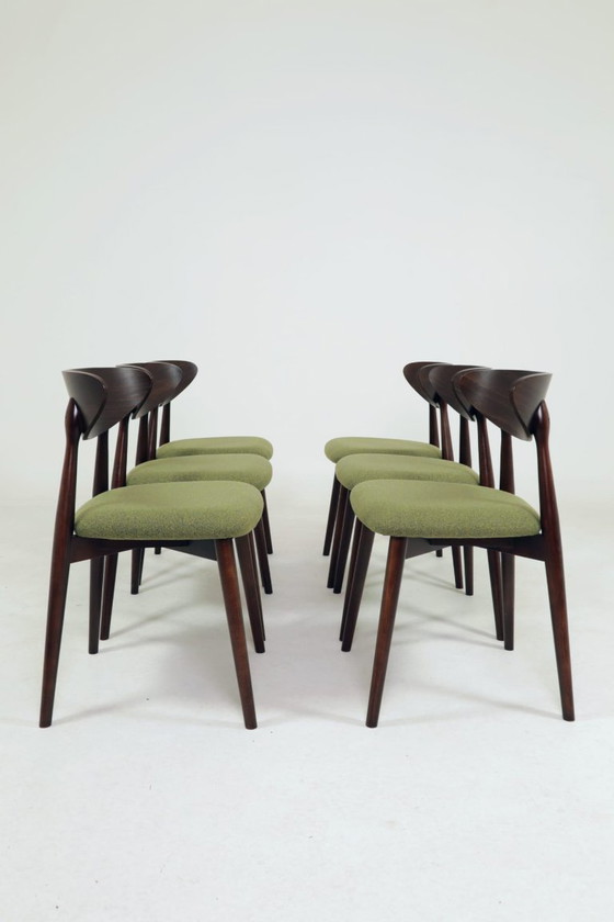 Image 1 of Sillas de comedor escandinavas de bouclé verde, juego de 6
