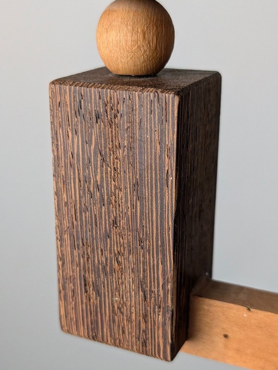 Image 1 of Danish Art Deco Style Wooden Candle Chandelier, 1970s