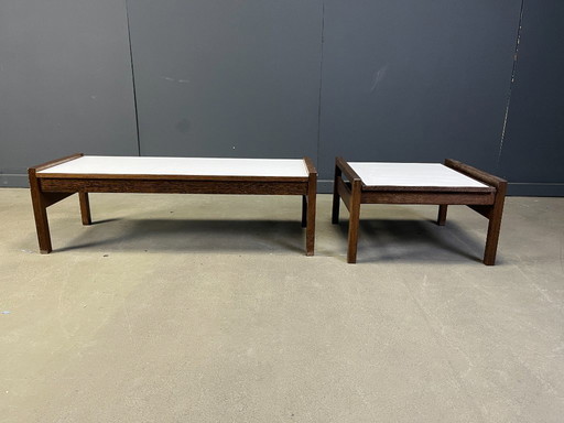 Ensemble de table basse belge en wengé par Beaufort, années 1960