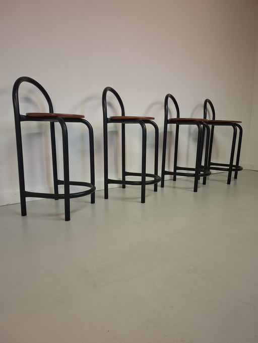 Set of 4 post modern barstools 1980