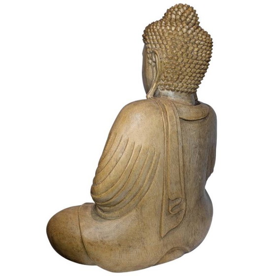 Vintage Hand-Carved Wooden Buddha – Southeast Asia - 118 – Sculpture (photo 6 of 10)