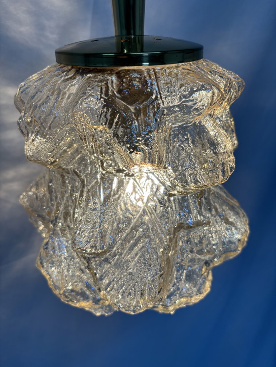 Image 1 of Vintage Peill & Putzler "Alaska" pendant lamp ice glass 1970