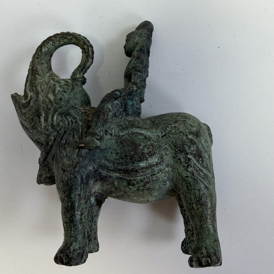 Antique bronze sculpture of man on elephant (photo 12 of 12)