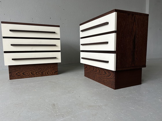 Image 1 of Set da comodino vintage - metà secolo - wengé