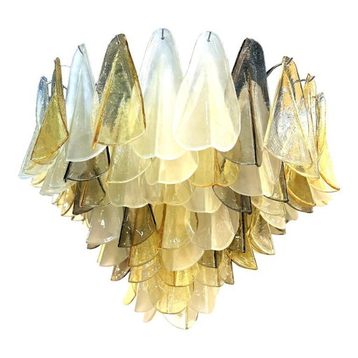 Lampadario in Vetro di Murano “Rondini” Multicolor Ambra e Fumè Veneziano