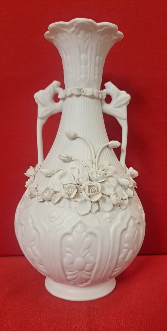 Biskuitporzellan Vase 1980, Vasen, Weiß (Foto 2 von 8)