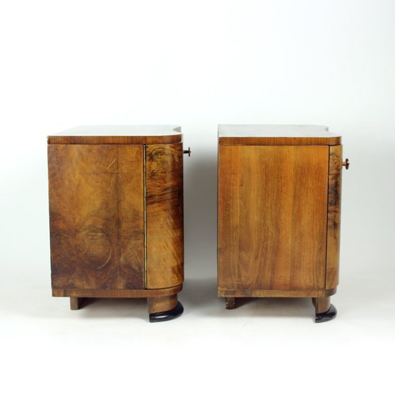 Image 1 of Art Deco nachtkastjes van Jindřich Halabala voor Up Závody, jaren dertig