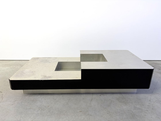 Vintage coffee table by Willy Rizzo, 1970s – Wood, Aluminium (photo 11 of 11)