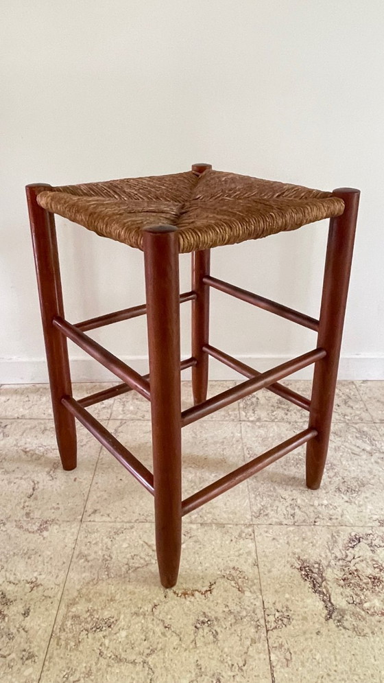 Image 1 of Vintage Geometric Straw Stool