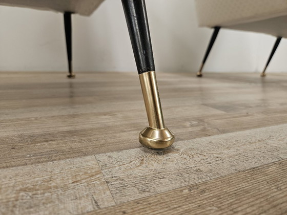 Image 1 of Sillones italianos de los años 50 en tela color crema con patas de hierro
