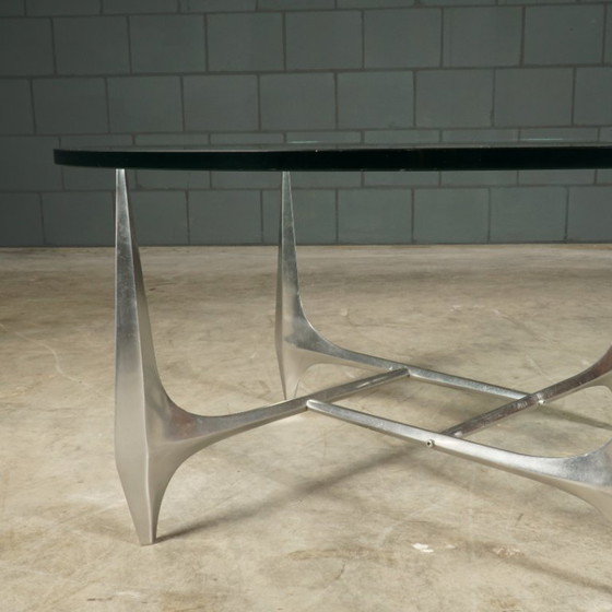 Vintage Aluminium Coffee Table – Knut Hesterberg For Ronald Schmitt – 1960s – Glass (photo 6 of 12)