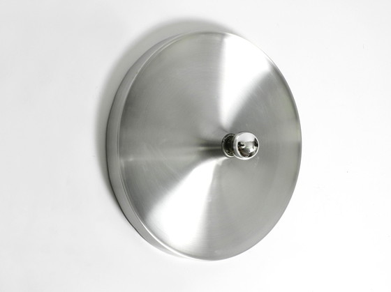 Image 1 of Large Round Original Mid Century Space Age Aluminum Ceiling or Wall Lamp by Honsel | Ø 50 cm