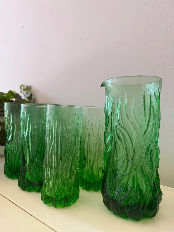 Vintage Italiaanse Bark Glas Karaffenset – Glazen & Karaffen, Italian Design (photo 6 of 6)