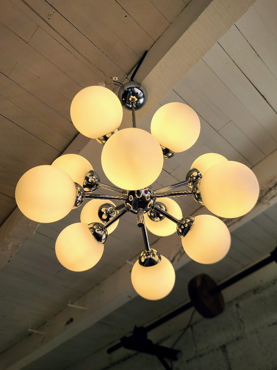 Image 1 of Lampadario Sputnik con 12 globi - cromato anni '70